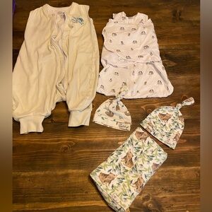 Sleep sack + swaddle + hat bundle